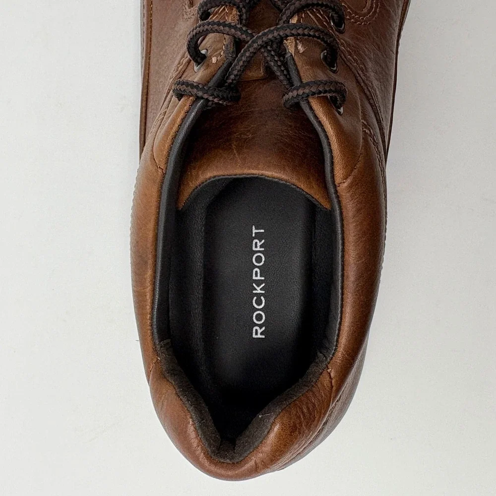 Rockport Mens 10.5 Wide Rockport Edge Hill II Shoes Brown Leather Lace Up